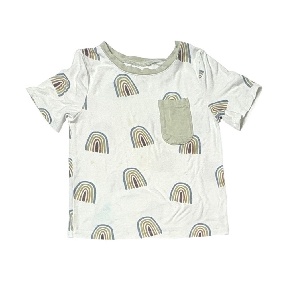 Kyte Baby Bamboo White Aloe Rainbow SS Shirt 5T Whimsigoth Casual Colorful